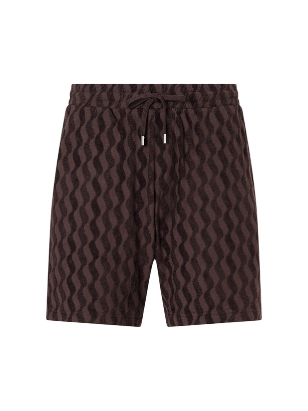 Photo: Frescobol Carioca - Augusto Cotton and Linen-Blend Jacquard Terry Shorts - Brown