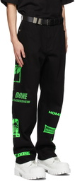 We11done Black Neon Logo Jeans