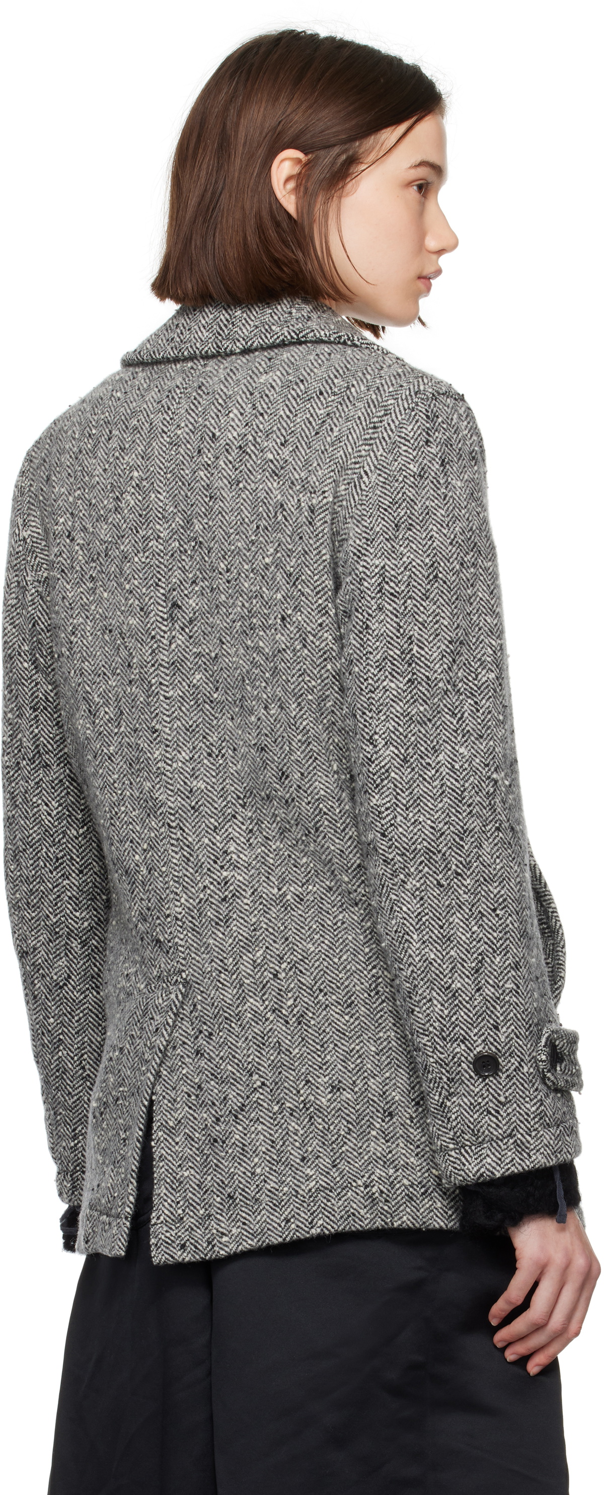 Black Comme des Garçons Black Tweed Herringbone Coat