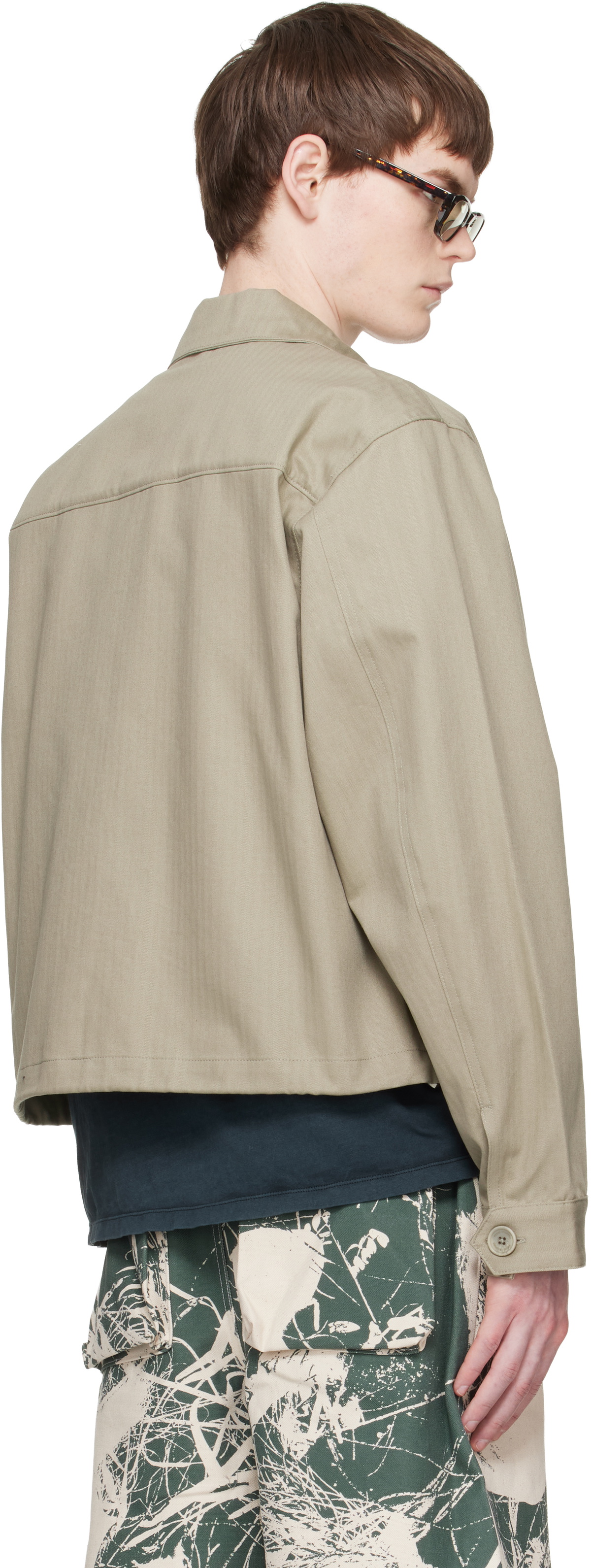 Reese Cooper Taupe Cotton Herringbone Work Jacket