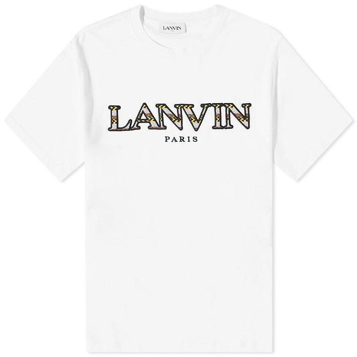 Photo: Lanvin Men's Curb Embroidered T-Shirt in Optic White