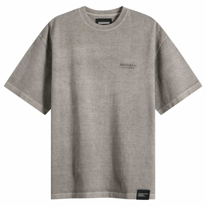 Photo: Neighborhood Men's Pigment Dyed Logo T-Shirt in Gray
