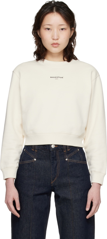 Photo: Maison Kitsuné Off-White 'Maison Kitsuné Paris' Cropped Sweatshirt