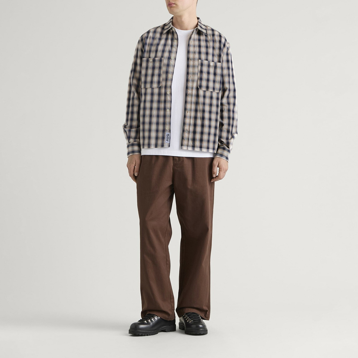Butter Goods Men's Shadow Plaid Shirt in Tan