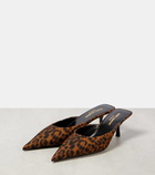 Saint Laurent Barbara 55 animal-print grosgrain mules