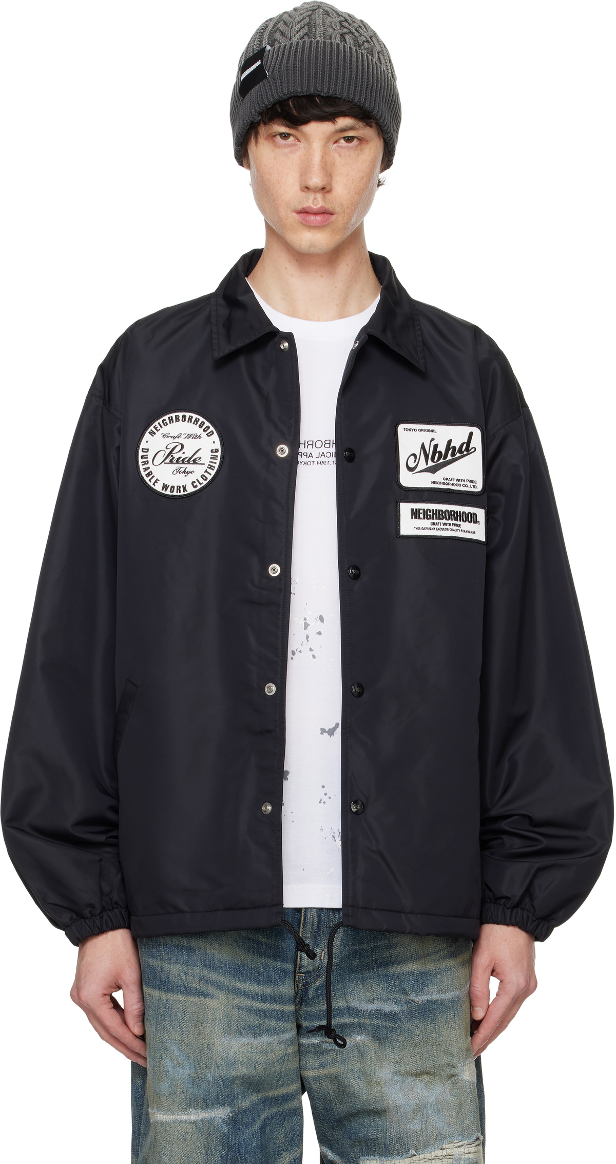 NEIGHBORHOOD WINDBREAKER JACKET-2 NEIGHBORHOOD jacket Windbreaker Jacket-2 men\u0027s black color 242TSNH
