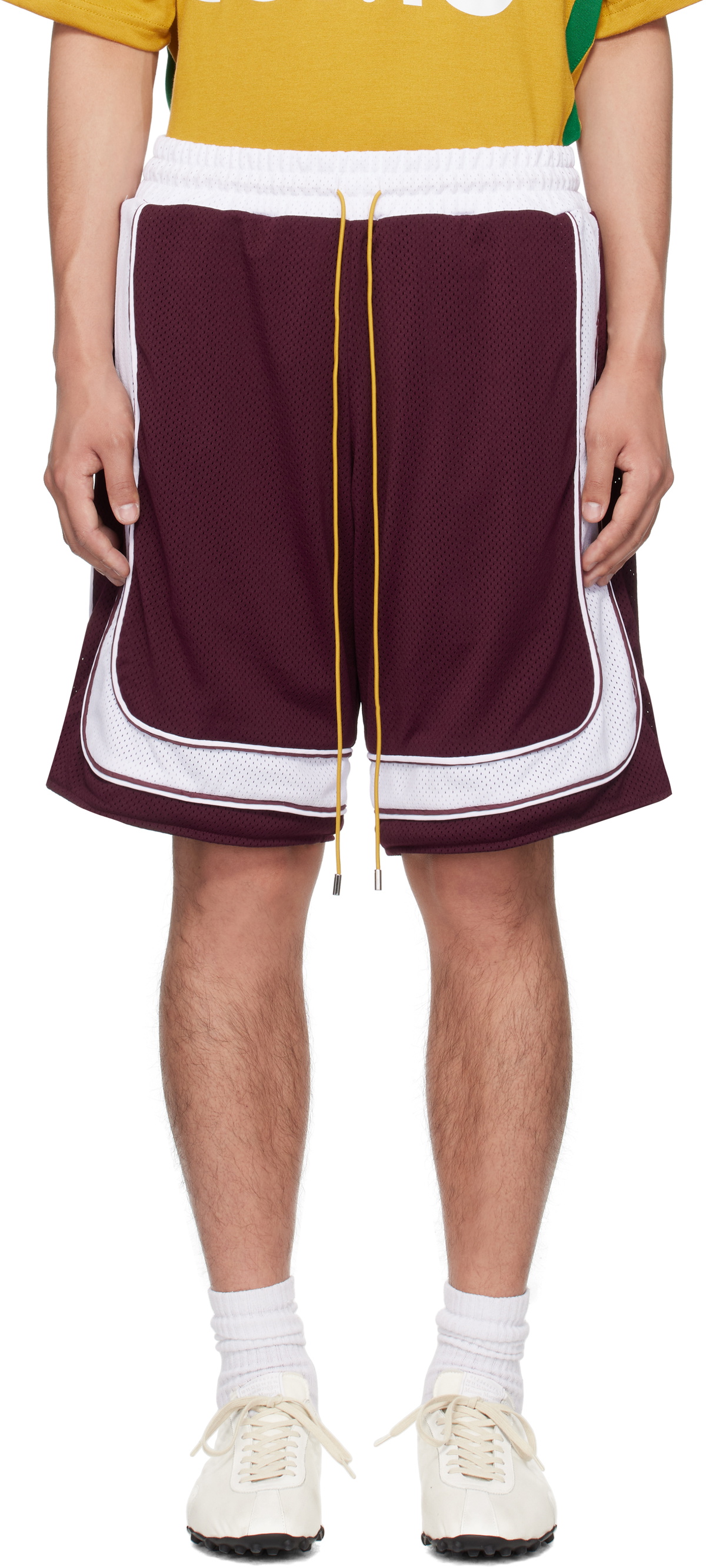 Rhude Burgundy & White Como Basketball Shorts