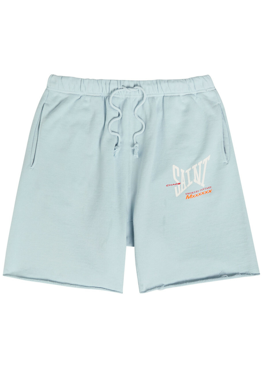 Saint Mxxxxxx Logo-print Cotton Shorts Light Blue