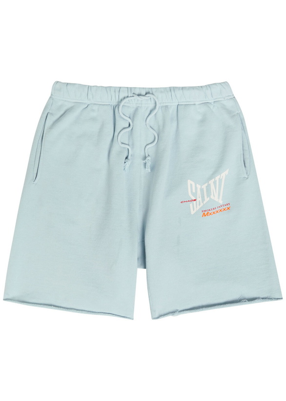 Photo: Saint Mxxxxxx Logo-print Cotton Shorts Light Blue