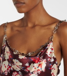 Rabanne Chain-detail floral satin top