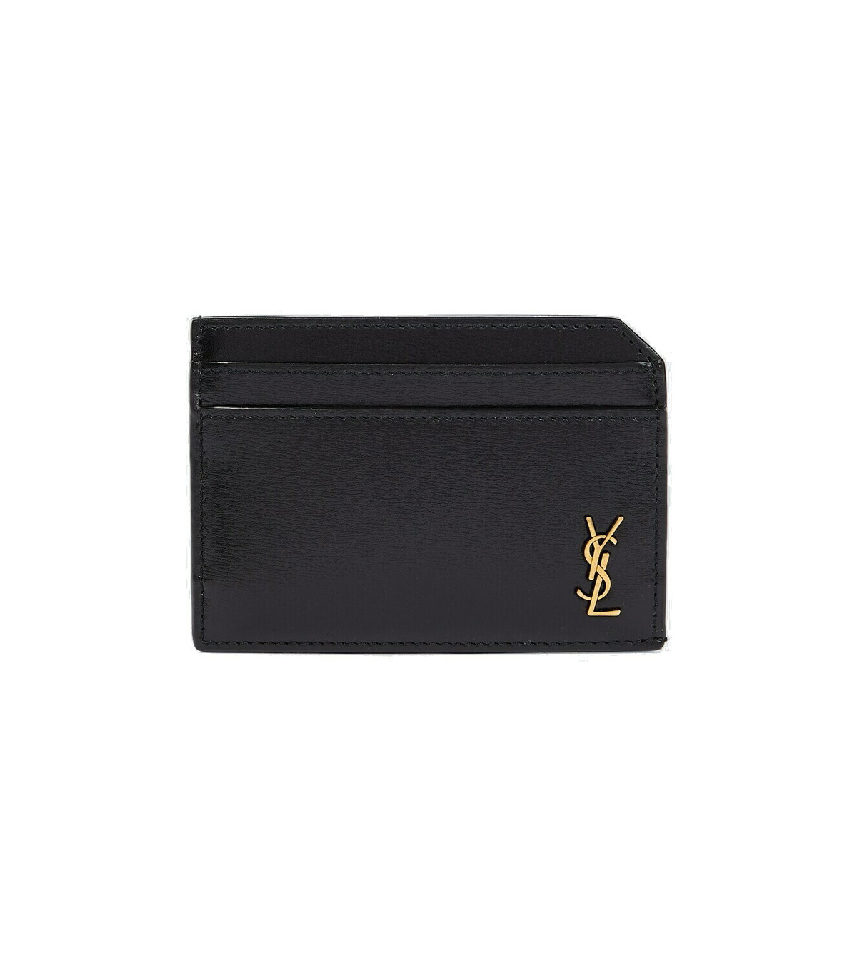 SAINT LAURENT Tiny Cassandre LogoAppliquéd Leather Cardholder Saint