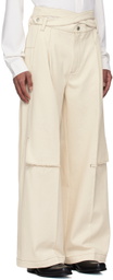NULLUS White Intertwined Belt Tailored Carved Denim Trousers