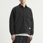 and wander Men's Crinkled Nylon Shirt Jacket in Black