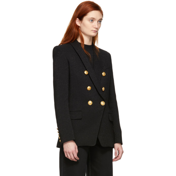 Balmain Black Virgin Wool Double-Breasted Blazer Balmain