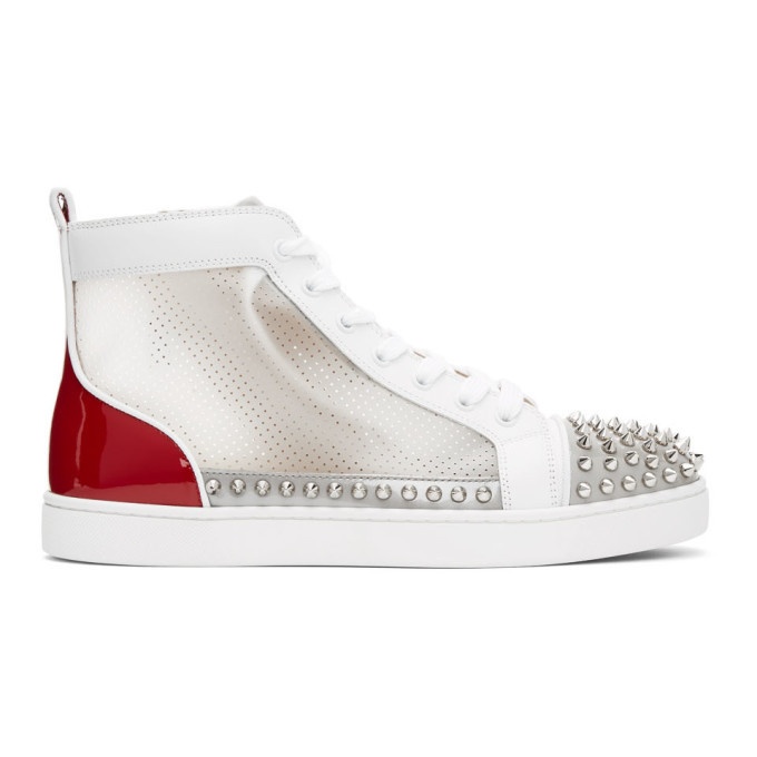 Photo: Christian Louboutin Red and White Sosoxy Spikes High-Top Sneakers