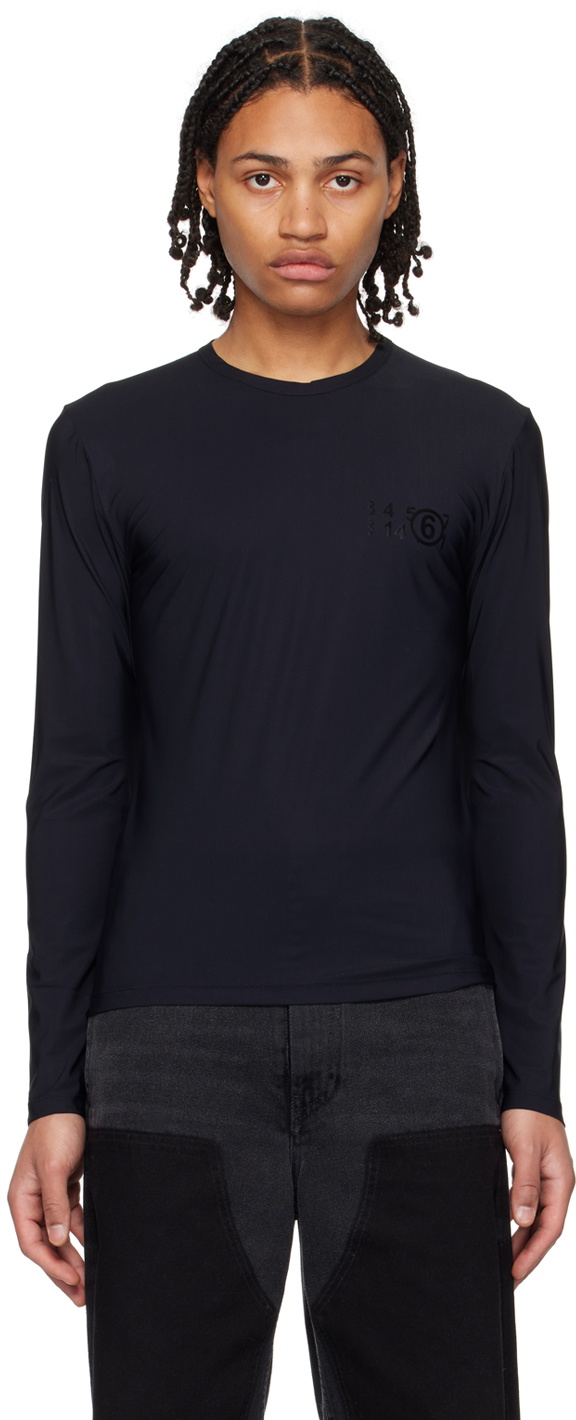 MM6 Maison Margiela Black Printed Long SleeveT-Shirt MM6