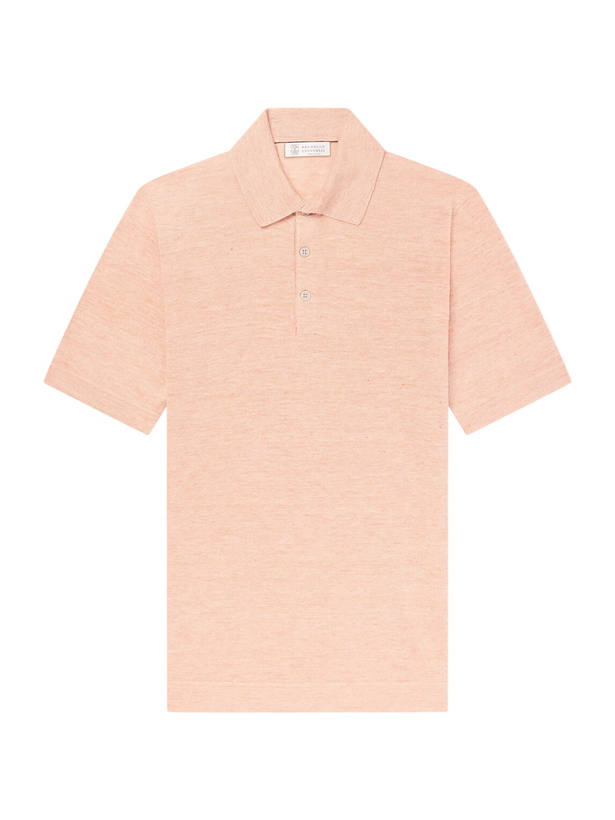 Photo: Brunello Cucinelli - Linen and Cotton-Blend Polo Shirt - Orange