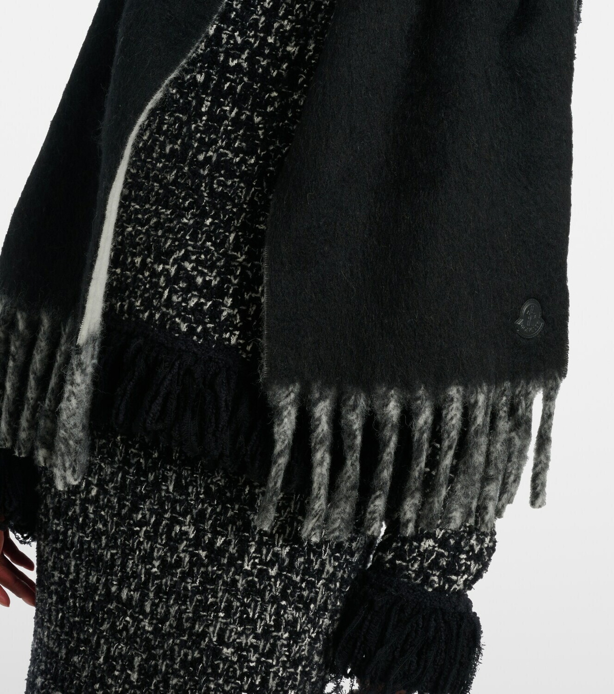 Moncler Logo alpaca and wool-blend scarf