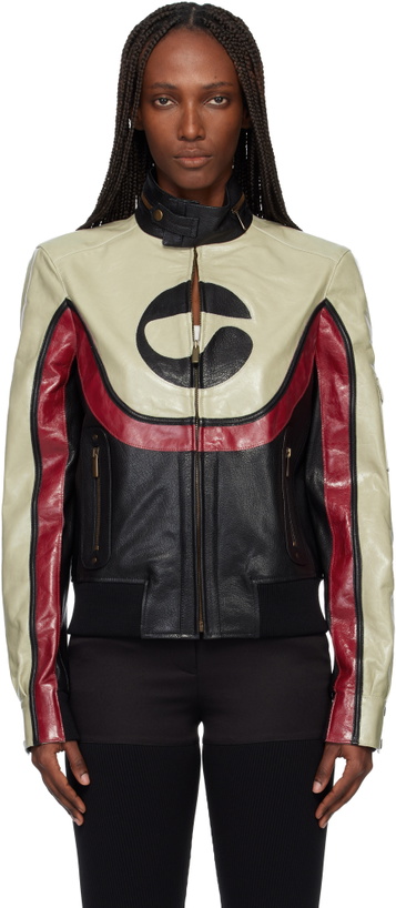 Photo: Coperni Beige & Black C-Logo Leather Jacket