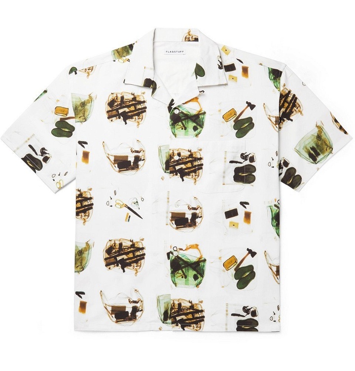 Photo: Flagstuff - Camp-Collar Printed Cotton Shirt - Off-white