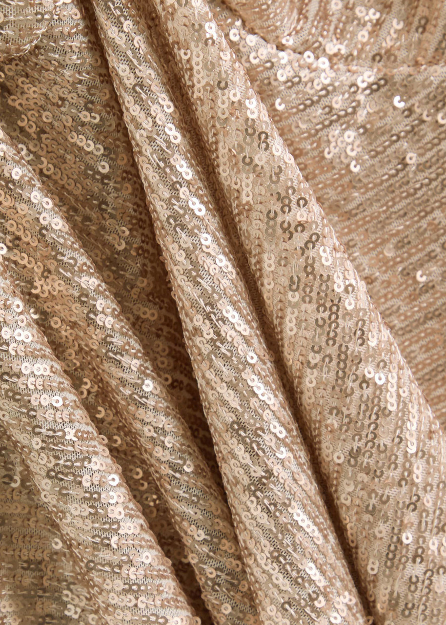 Norma Kamali Sequined Ruched Gown Beige