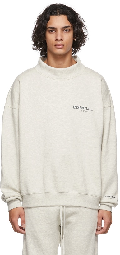 Photo: Essentials Off-White Mock Neck Sweatshirt