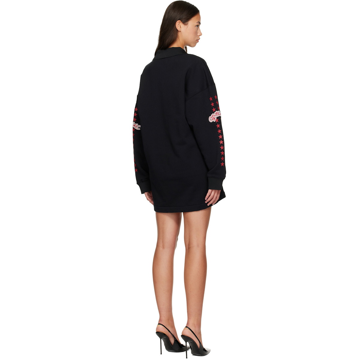 Off-White Black 'Off White' Star Polo Sweat Minidress