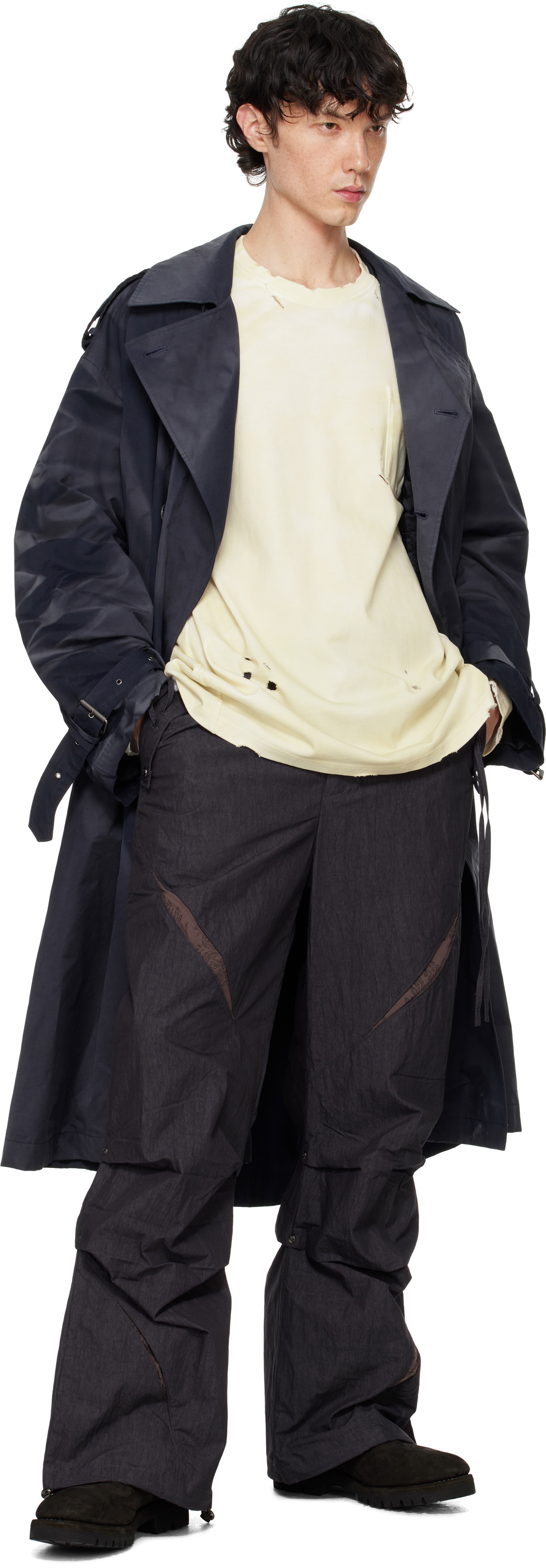 Professor.E Beige Destroyed T-shirt