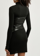 Nanushka Noleny Fine-knit and Faux Leather Mini Dress Black