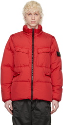 Stone Island Red Garment-Dyed Down Jacket