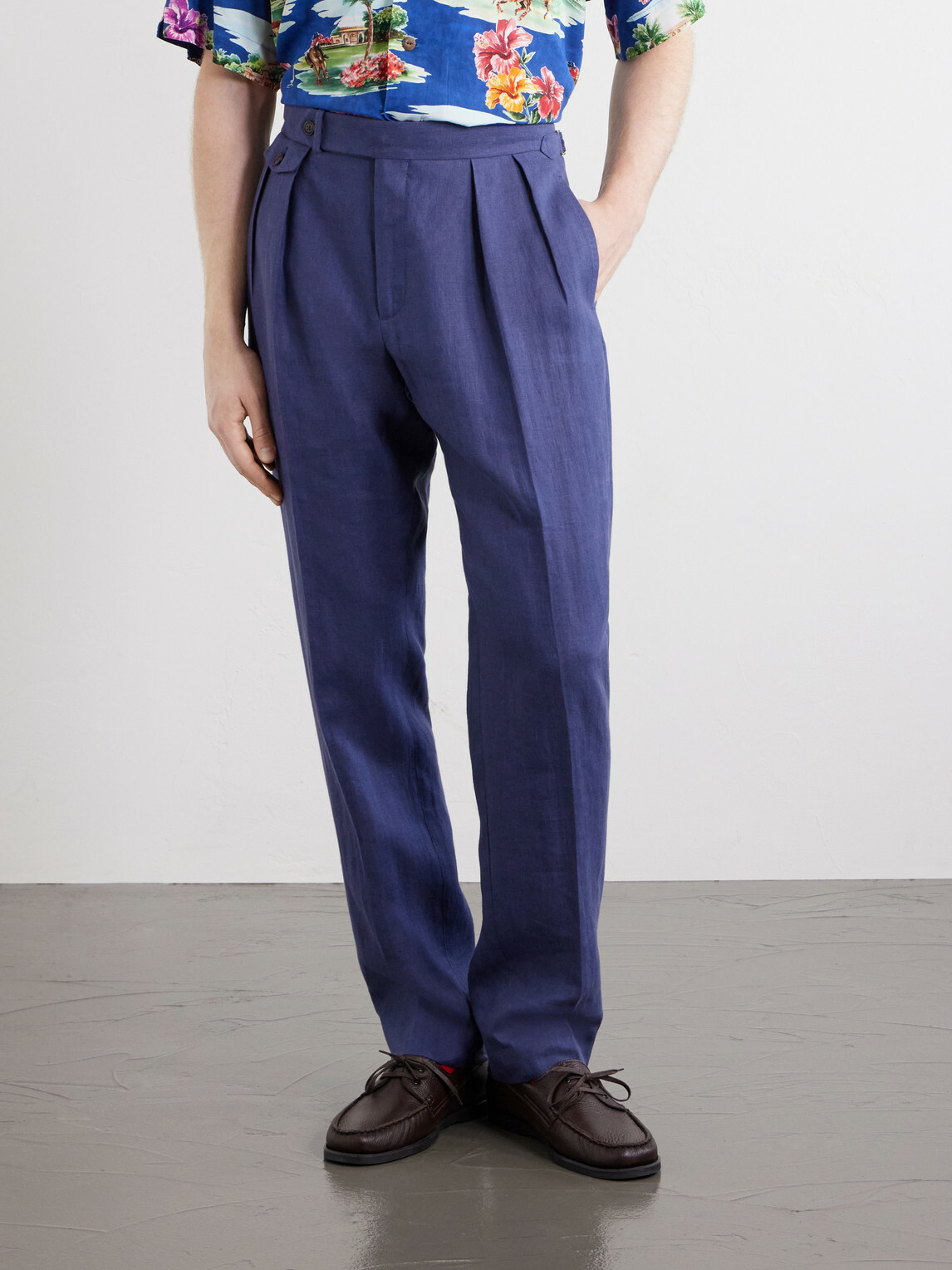 Polo Ralph Lauren - Straight-Leg Pleated Linen Suit Trousers - Blue