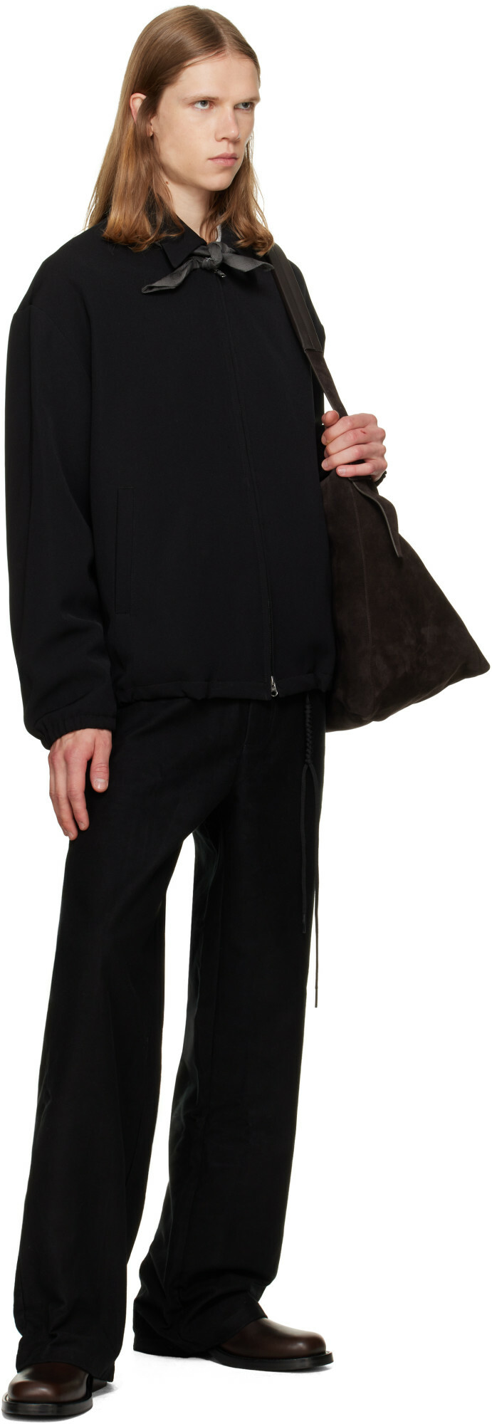 Song for the Mute Black Slim Poly Gab Coach Jacket