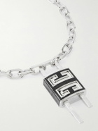 Givenchy - Silver-Tone and Croc-Effect Leather Chain Necklace