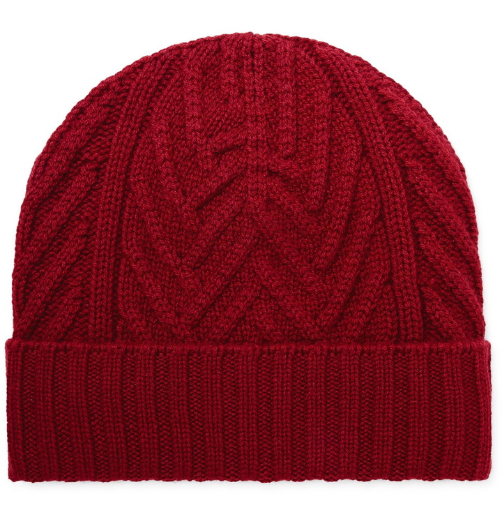 Photo: Loro Piana - Cable-Knit Baby Cashmere Beanie - Red