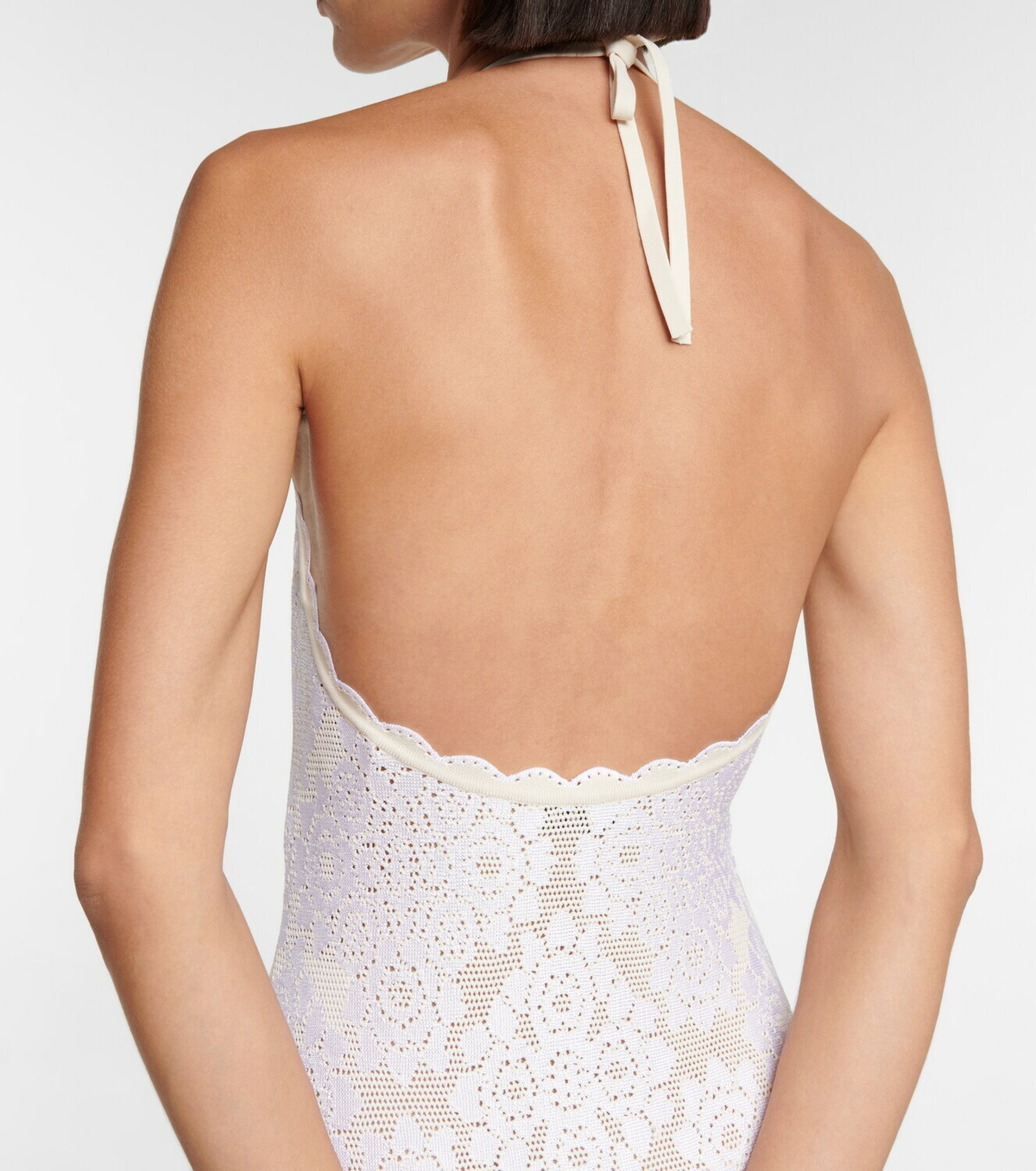 alaia white halter dress ALAA Creamy White Crossed Jersey Dress size 10 (US)