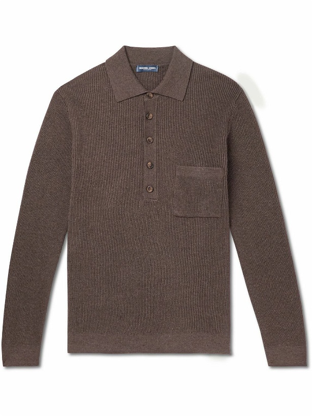 Photo: Frescobol Carioca - Murilo Slim-Fit Ribbed Cotton and Wool-Blend Sweater - Brown