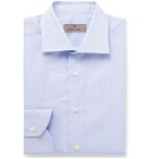Canali - Cutaway-Collar Striped Cotton Shirt - Blue
