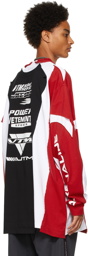 VETEMENTS Red & White Motocross Patched Logo Long Sleeve T-Shirt