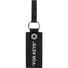 Off-White Black Calfskin Quote Keychain