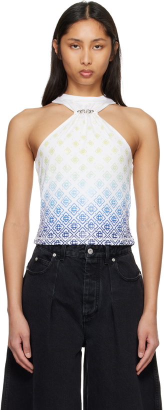 Photo: Casablanca Off-White Printed Draped Tank Top