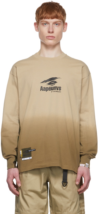 Photo: AAPE by A Bathing Ape Beige Cotton Long Sleeve T-Shirt