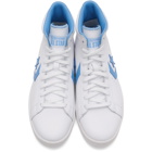 Converse White and Blue Leather Pro Mid Sneakers