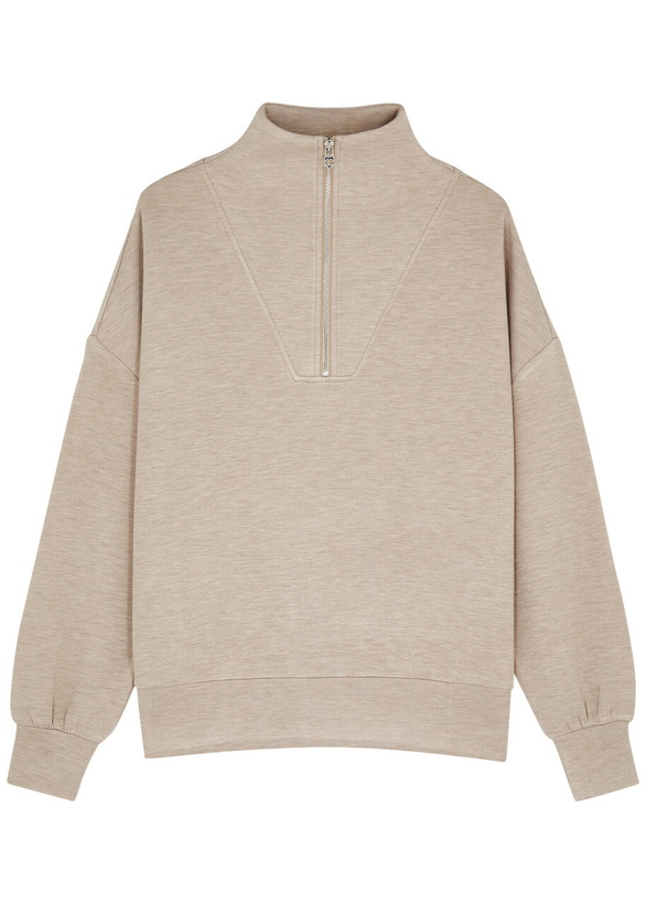 Photo: Varley Hawley Half-zip Stretch-jersey Sweatshirt Taupe