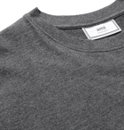 AMI - Logo-Appliquéd Cotton-Jersey T-Shirt - Gray