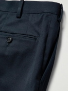 De Petrillo - Straight-Leg Pleated Stretch Cotton-Twill Trousers - Blue