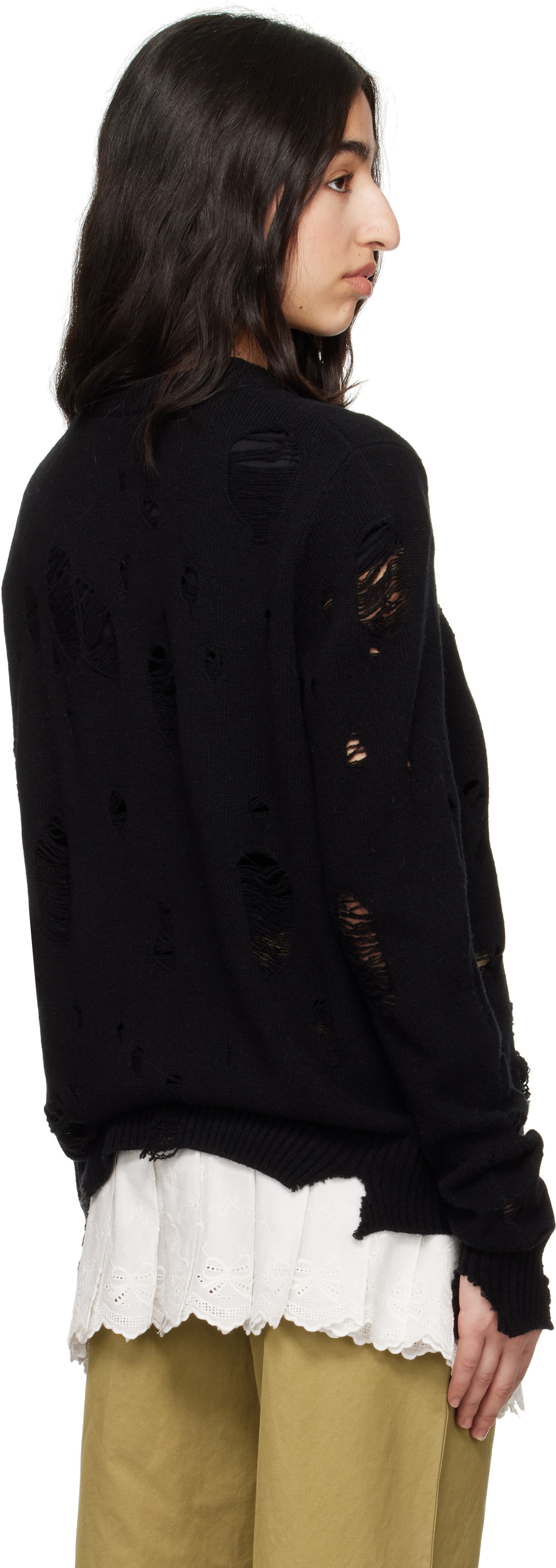 Charles Jeffrey LOVERBOY Black Distressed Logo Sweater