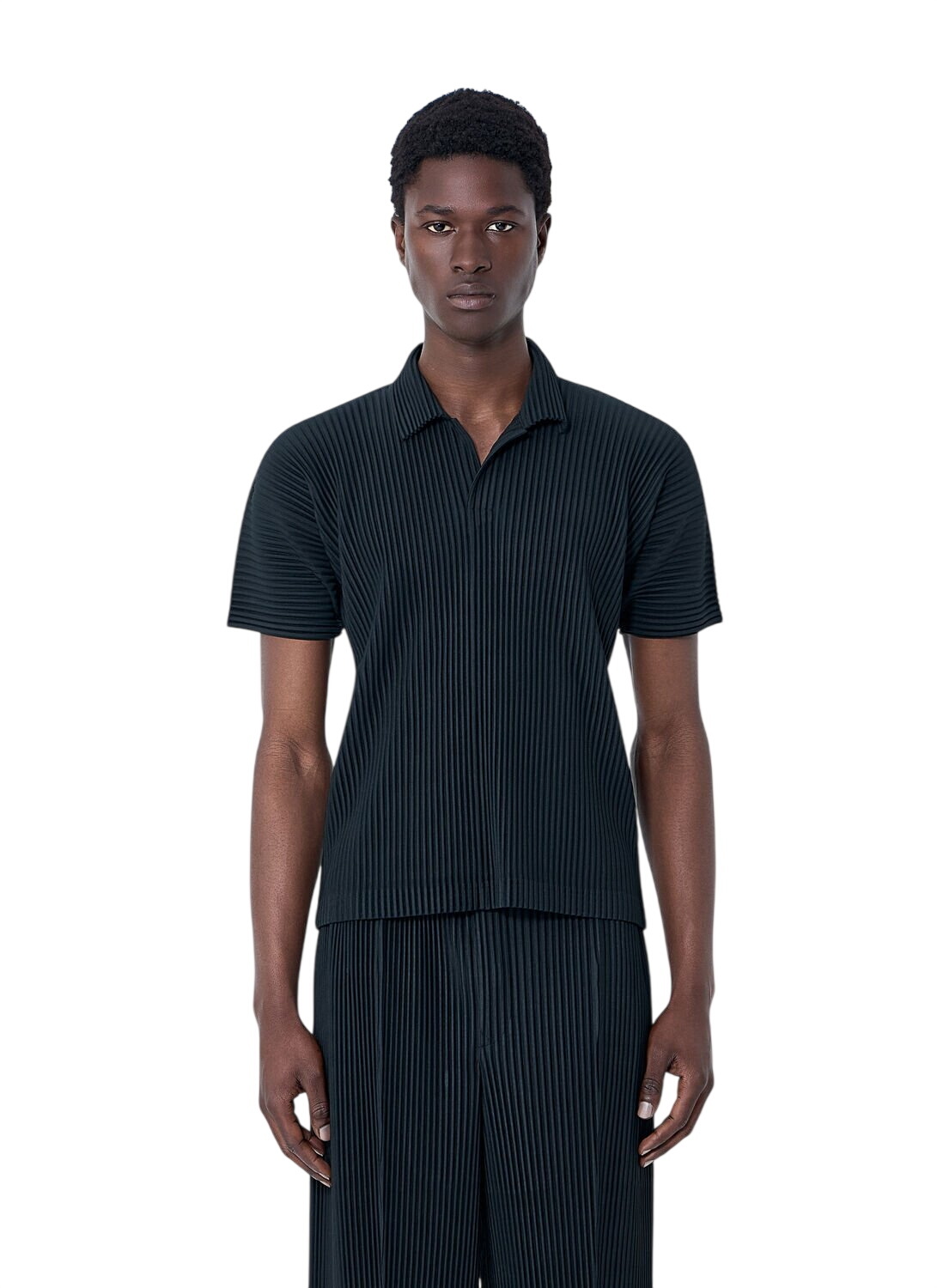 Homme Plisse ポロシャツ 3 黒（ブラック）2025SS Homme Plissé Issey Miyake Men's Pleated Long Sleeve Polo Shirt in