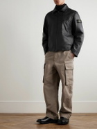 Stone Island - Logo-Appliquéd Full-Grain Leather Jacket - Black