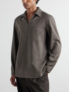 Zegna - Woven Linen Polo Shirt - Brown