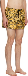 Versace Gold & Black Barocco Swim Shorts